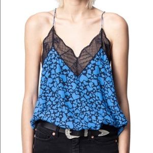 Zadig&Voltaire Christy silk camisole w/ lace trim